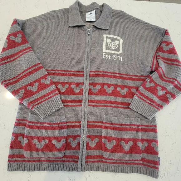 Walt Disney World Mickey Spirit Jersey Zip Front Sweater Cardigan size medium - Picture 2 of 6